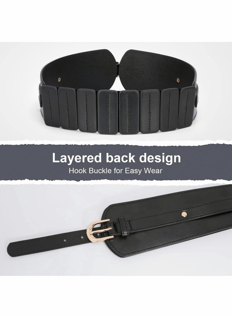 Excefore - Women's Wide Elastic Waist Belt Ladies Stretch Cinch Belt for Dress with Fashion Layered Back - Image 1