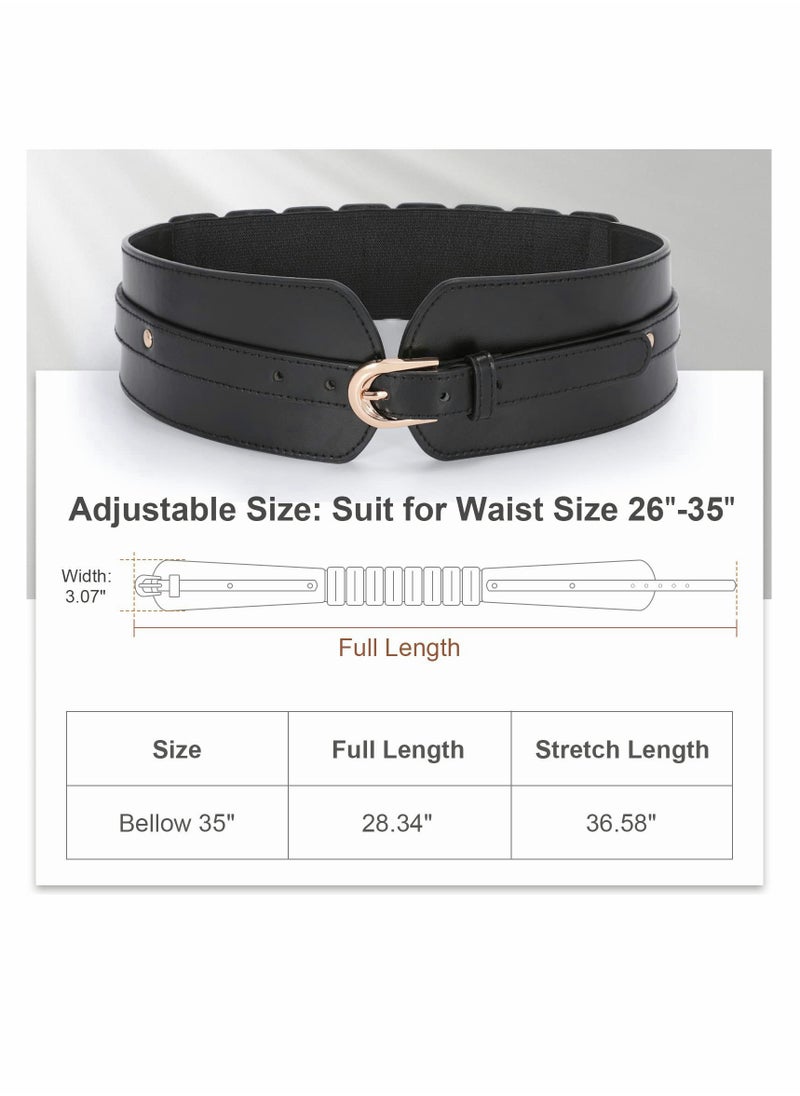Excefore - Women's Wide Elastic Waist Belt Ladies Stretch Cinch Belt for Dress with Fashion Layered Back - Image 1