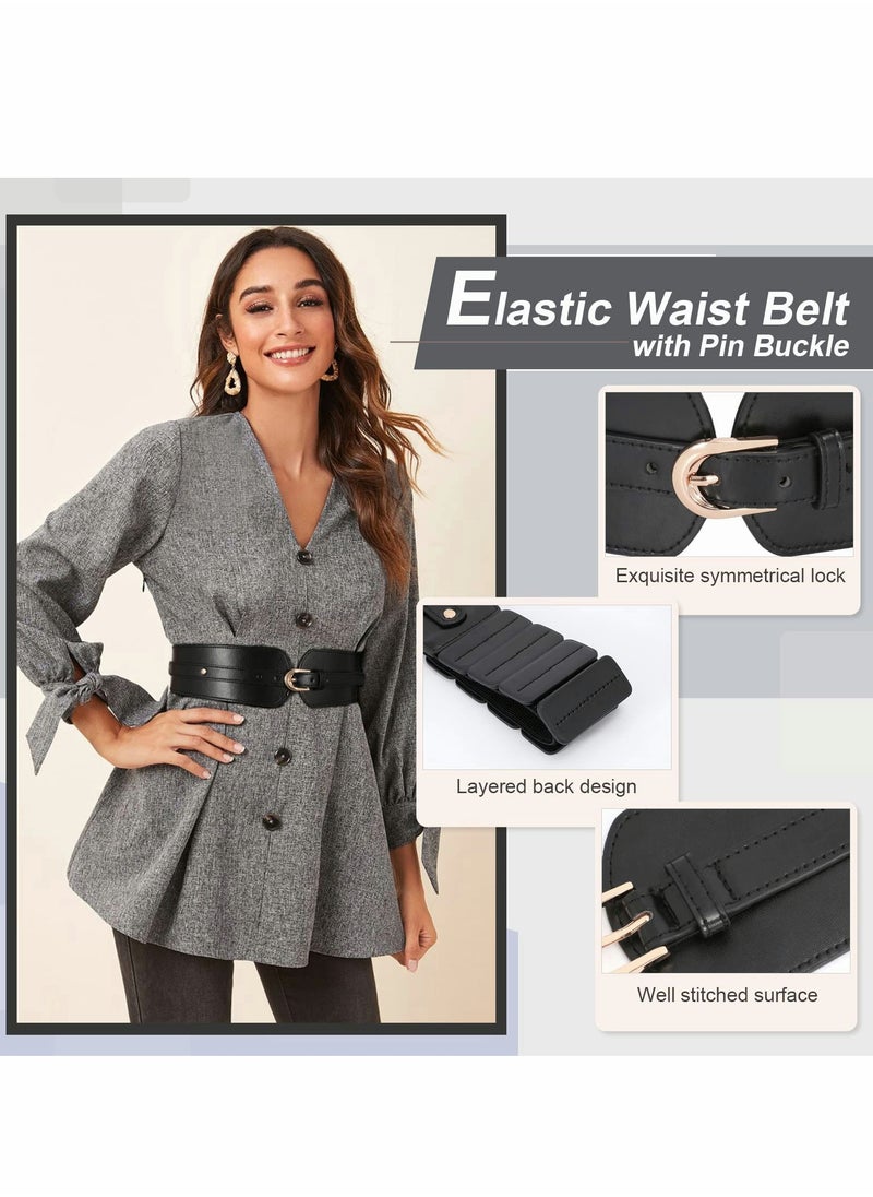 Excefore - Women's Wide Elastic Waist Belt Ladies Stretch Cinch Belt for Dress with Fashion Layered Back - Image 1
