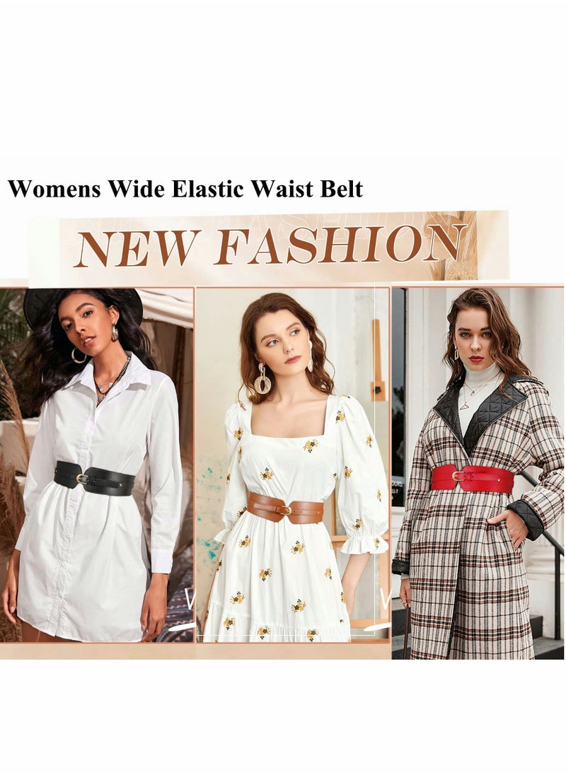 Excefore - Women's Wide Elastic Waist Belt Ladies Stretch Cinch Belt for Dress with Fashion Layered Back - Image 1