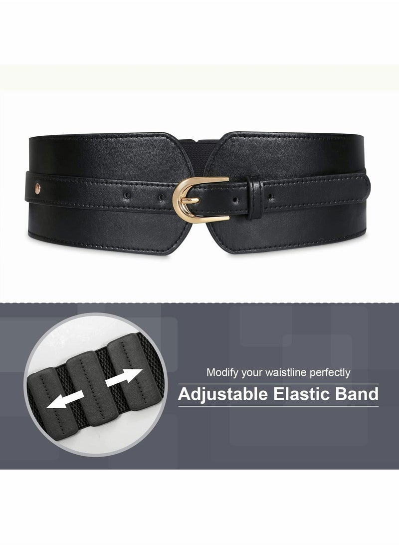 Excefore - Women's Wide Elastic Waist Belt Ladies Stretch Cinch Belt for Dress with Fashion Layered Back - Image 1