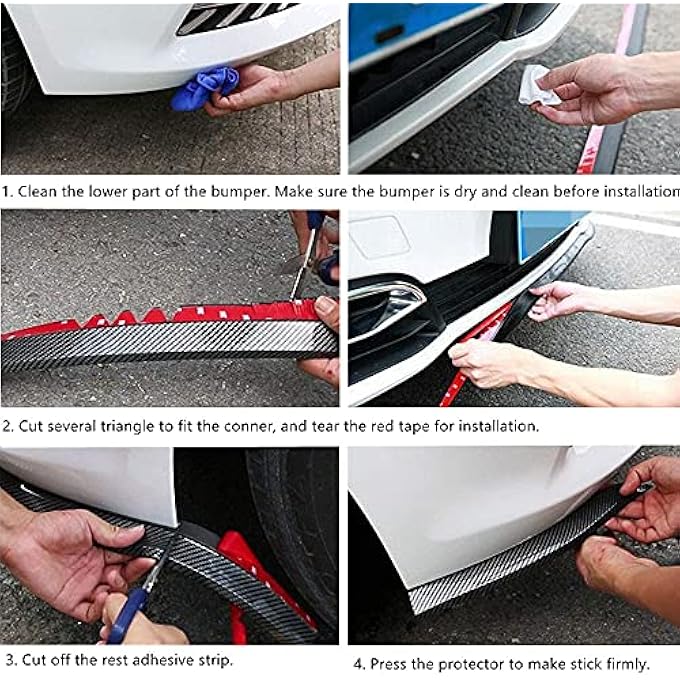 BoYeeBo Universal Car Front Bumper Protector Self-Adhesive Auto Splitter Body Spoiler Skirt Rubber Bumper Lip Trim Spoiler, 2.5M/8.2ft (Carbon Fiber-Black) - Image 4