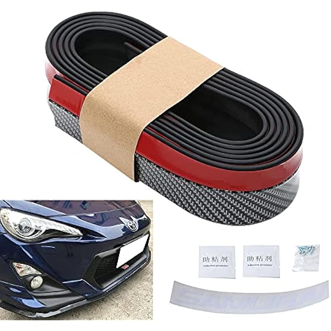 BoYeeBo Universal Car Front Bumper Protector Self-Adhesive Auto Splitter Body Spoiler Skirt Rubber Bumper Lip Trim Spoiler, 2.5M/8.2ft (Carbon Fiber-Black) - Image 5