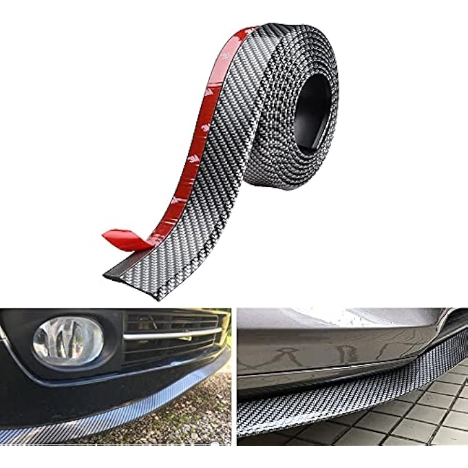 BoYeeBo Universal Car Front Bumper Protector Self-Adhesive Auto Splitter Body Spoiler Skirt Rubber Bumper Lip Trim Spoiler, 2.5M/8.2ft (Carbon Fiber-Black) - Image 1