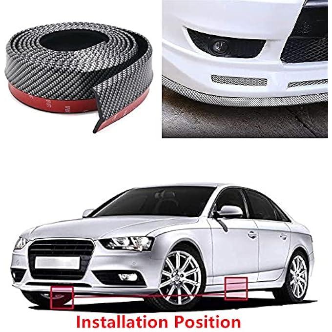 BoYeeBo Universal Car Front Bumper Protector Self-Adhesive Auto Splitter Body Spoiler Skirt Rubber Bumper Lip Trim Spoiler, 2.5M/8.2ft (Carbon Fiber-Black) - Image 3