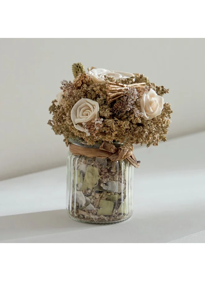 Home Box Caven Mix Rose Arrangement in Glass Vase with Potpourri 13 x 13 x 16.5 cm