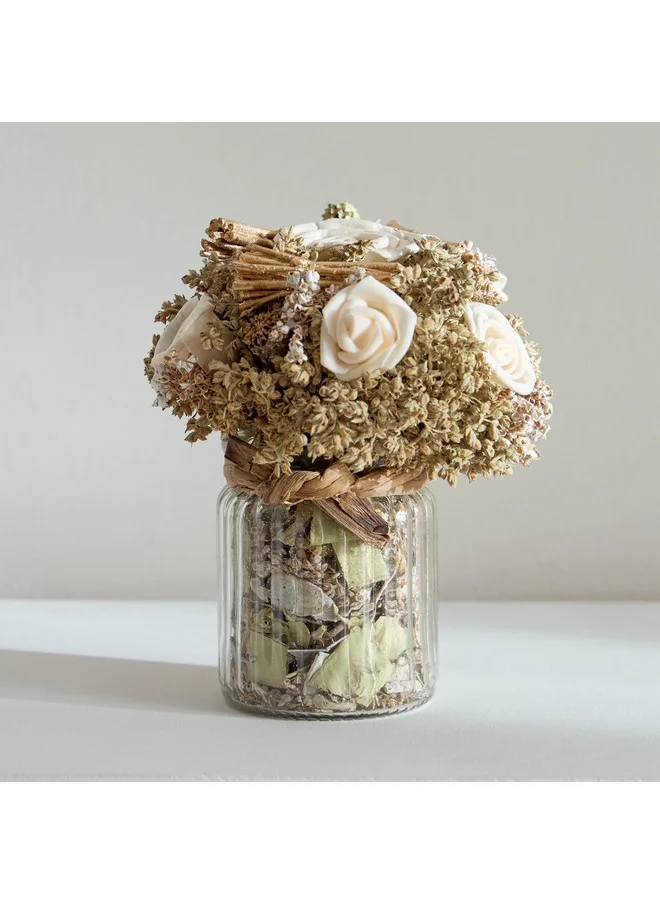 Home Box Caven Mix Rose Arrangement in Glass Vase with Potpourri 13 x 13 x 16.5 cm