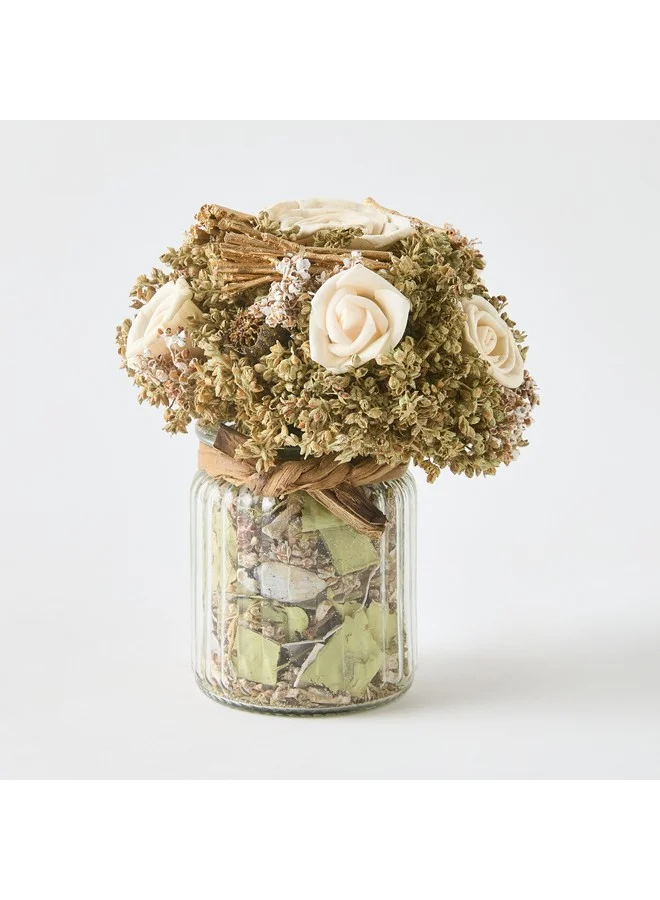Home Box Caven Mix Rose Arrangement in Glass Vase with Potpourri 13 x 13 x 16.5 cm