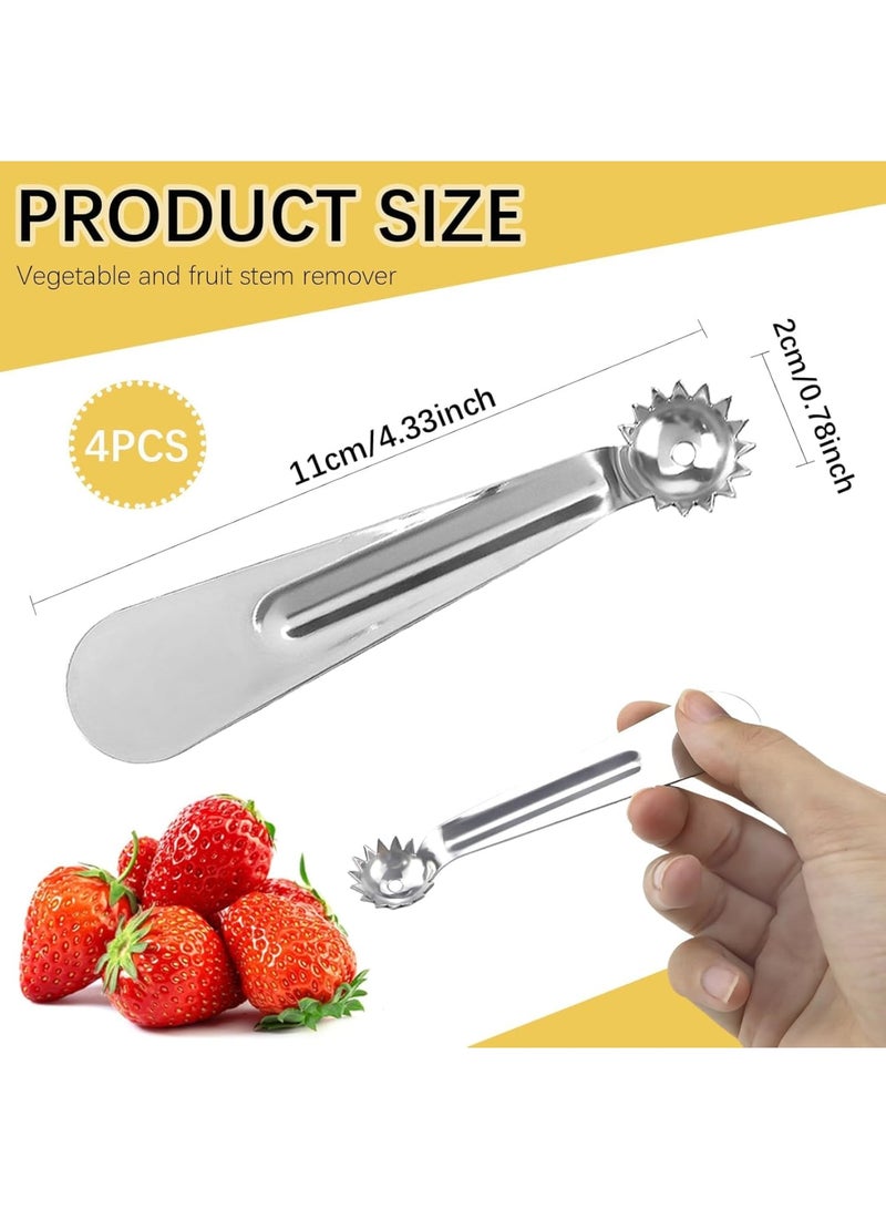 Barakah أداة نزع لب الطماطم، أداة نزع لب الفراولة ومجموعة كرات الفواكه والخضروات، أدوات مطبخ من الفولاذ المقاوم للصدأ لتحضير الفواكه والطهي بسهولة، أدوات متينة وعملية للاستخدام المنزلي أو في المطاعم، 4 قطع - Image 2