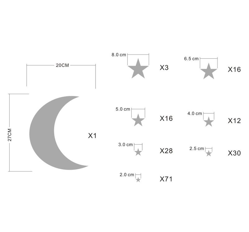 JURUOXIN Moon and Stars Wall Decal Vinyl Sticker for Kids Boy Girls Baby Room Decoration Good Night Nursery Wall Decor Home House Bedroom Design YMX16 (Gray) - Image 3