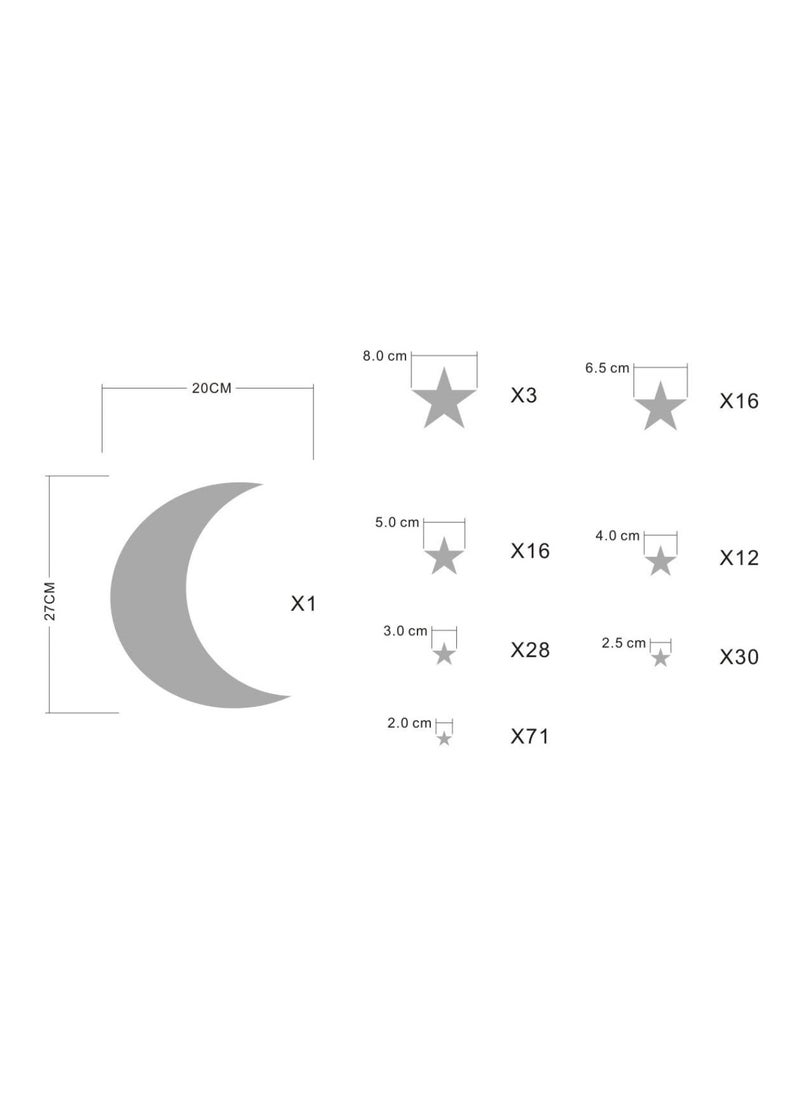 JURUOXIN Moon And Stars Wall Decal Vinyl Sticker For Kids Design Ymx16 Gray  - Image 3