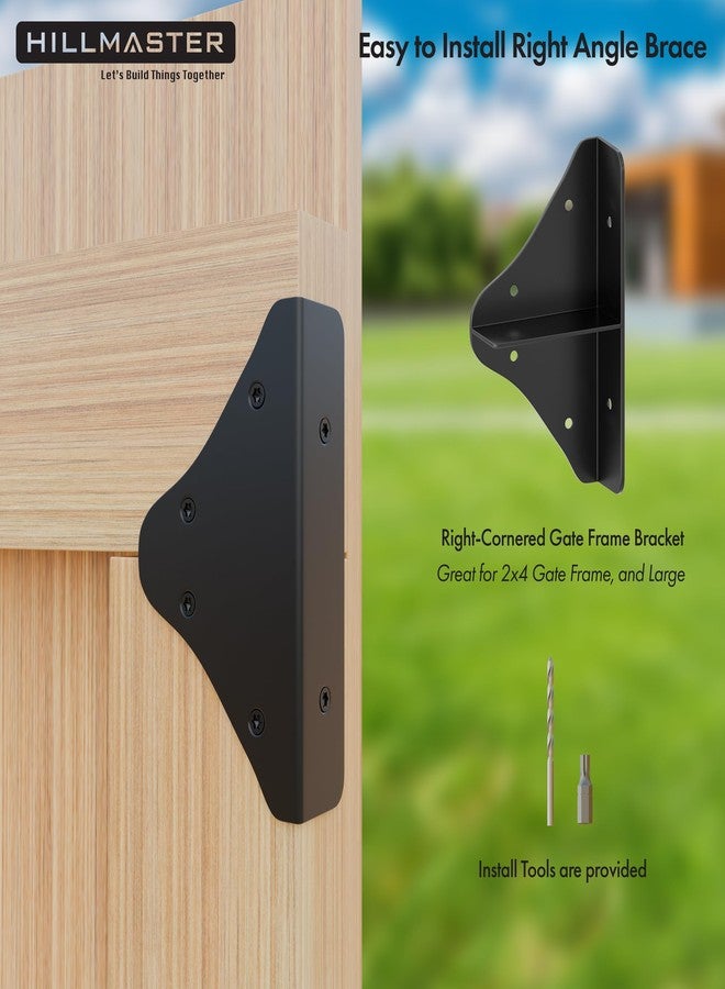 HILLMASTER Anti Sag Gate Frame Kit Fence Gate Kit Heavy Duty 90 Degree Right Angle Gate Hinges,Gate Hardware Kit with Gate Latch for Wooden Fences,Gate Corner Brace Bracket for Driveway Gates,Shed Door,Deck Gate - Image 3