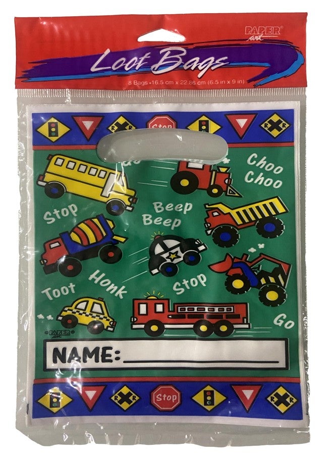 AoneFun Cars Goodie Bags - Party Favor Bags for Boys for Kids for Construction Birthday Party Boys Construction Party Bags for Construction Theme Birthday Party Pack of 8 - Image 2