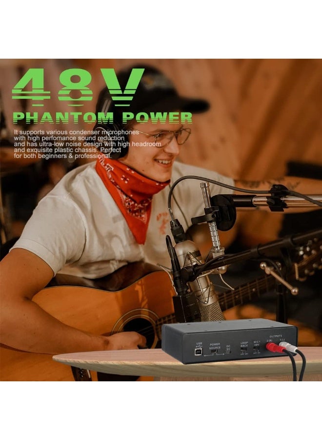 BOMGE BMG-22 USB Audio Interface 24-Bit 192kHz with Dual XLR Inputs 48V Phantom Power and Direct Monitoring - Image 4