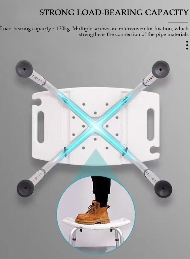 DUNISO كرسي استحمام، مقعد استحمام خفيف الوزن قابل للتعديل، كرسي استحمام بدون أدوات لكبار السن، 6 ارتفاعات قابلة للتعديل، كرسي استحمام مضاد للانزلاق محمول لكبار السن، المعاقين، الحوامل والمصابين مع إسفنجة تنظيف الظهر - Image 3