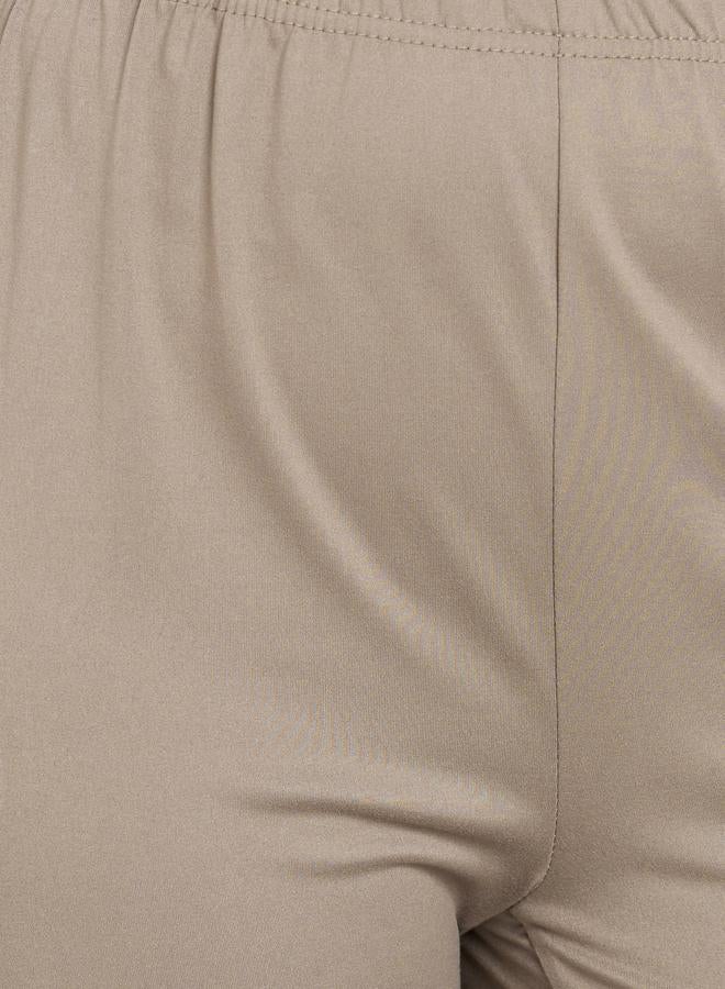 Styli Beige Elastic Waistband Flared Leggings - Image 3