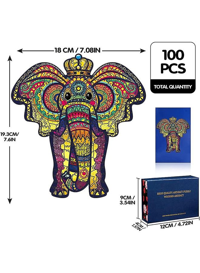 Elephant Wooden Jigsaw Puzzle Wood Animal Shape 3d Jigsaw Puzzle for Adults and Kids - Image 1
