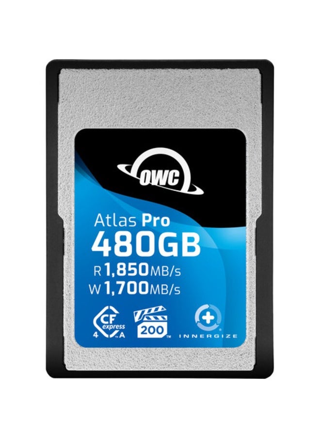 أو دبليو سي بطاقة ذاكرة OWC 480 جيجابايت Atlas Pro عالية الأداء Cfexpress 4.0 من النوع A درجة احترافية، سرعة قراءة تصل إلى 1850 ميجابايت/ثانية وسرعة كتابة 1700 ميجابايت/ثانية 