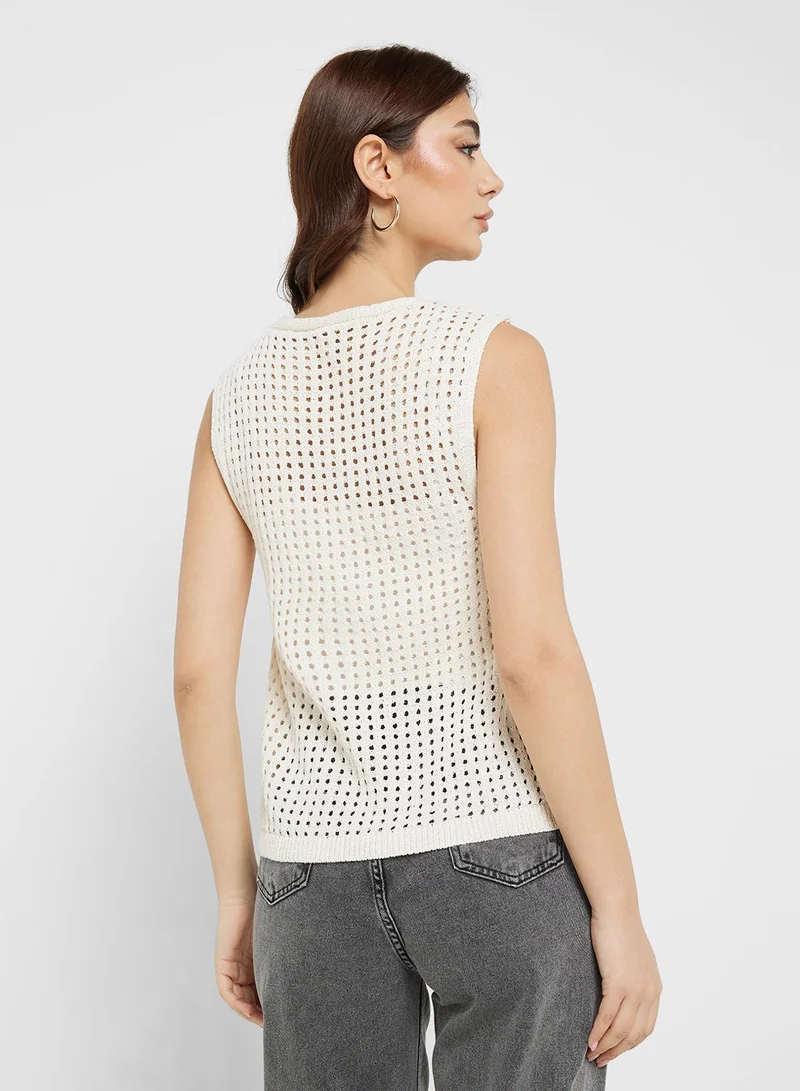 ONLY Tie Front Knitted Detail Vest