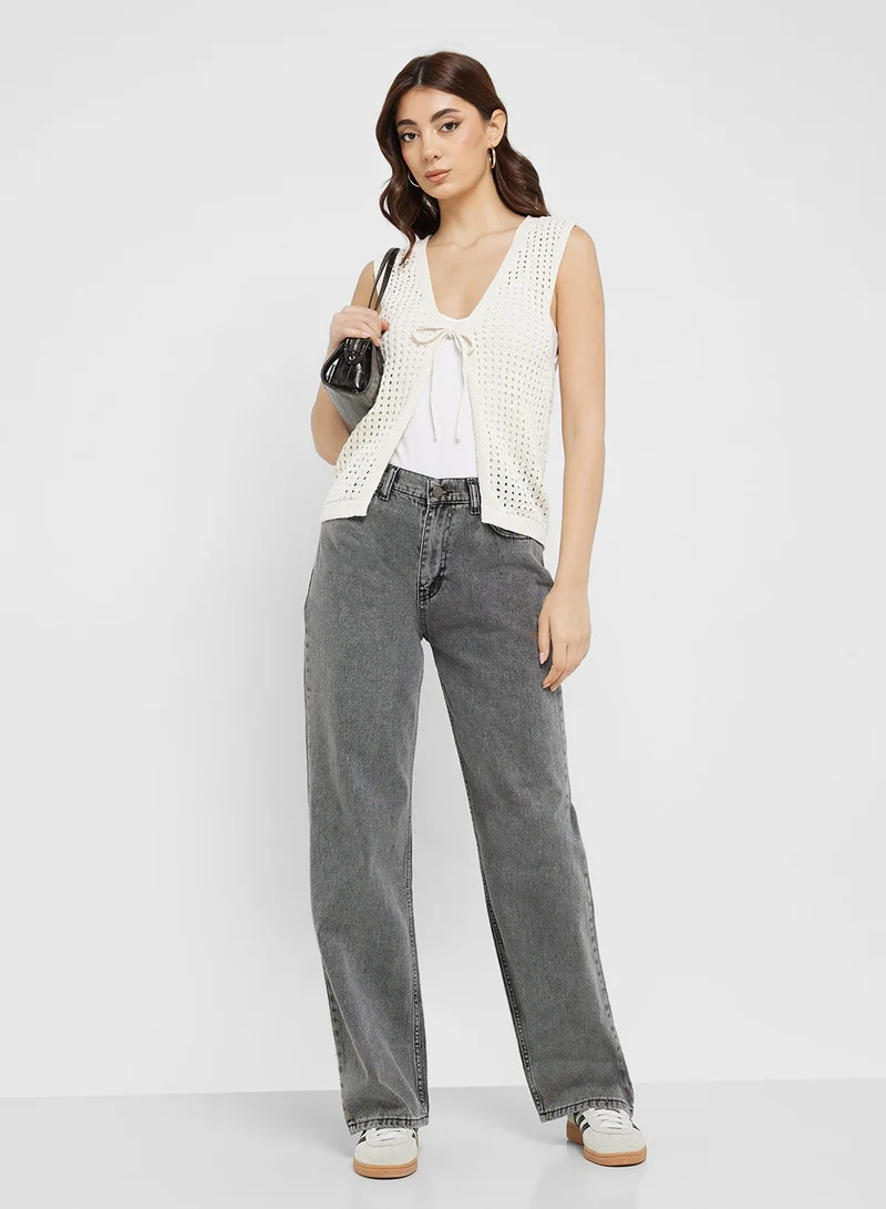 ONLY  Tie Front Knitted Detail Vest for Women | Best Price UAE