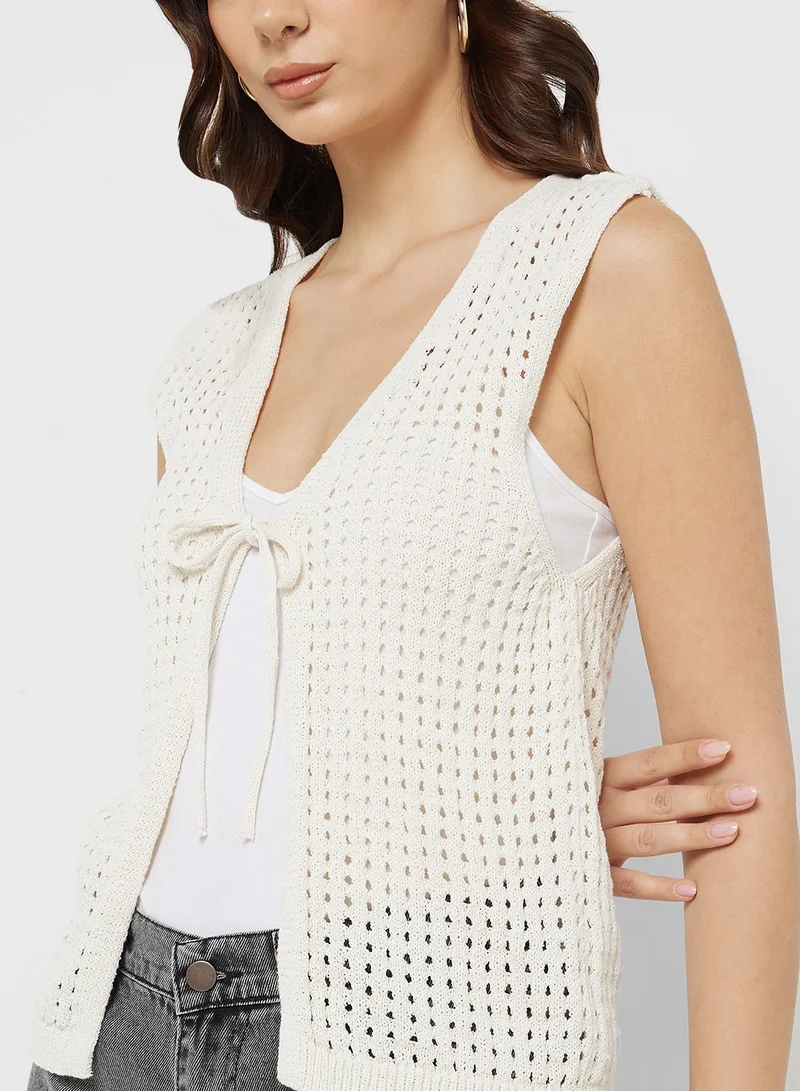 ONLY  Tie Front Knitted Detail Vest for Women | Best Price UAE