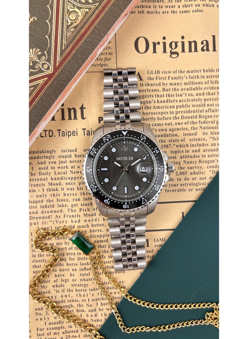 ديفوشي ساعة ديفوشي رجالية فضية بستايل رياضي وسوار استيل - Image 2