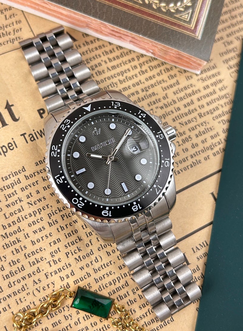 ديفوشي ساعة ديفوشي رجالية فضية بستايل رياضي وسوار استيل - Image 3