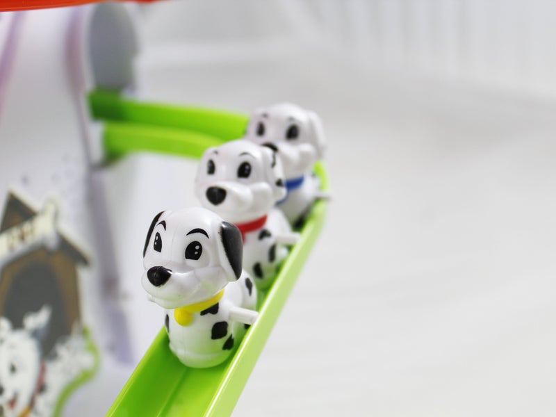 Haktoys Dalmatian Slide Toy Set: Sliding Stair Climbing Dalmatian Dogs Playset with Music On/Off Switch for Quiet Play Option | Track Race Game for Kids Toddlers Boys and Girls - Image 4