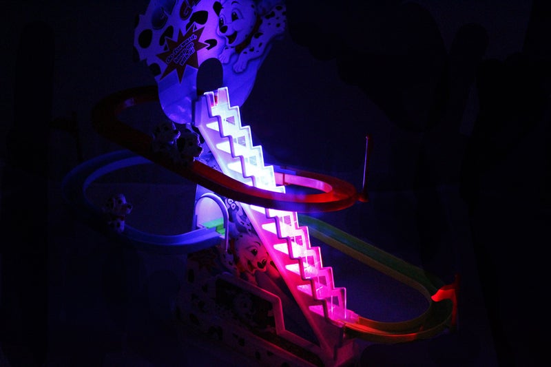 Haktoys Dalmatian Slide Toy Set: Sliding Stair Climbing Dalmatian Dogs Playset with Music On/Off Switch for Quiet Play Option | Track Race Game for Kids Toddlers Boys and Girls - Image 2