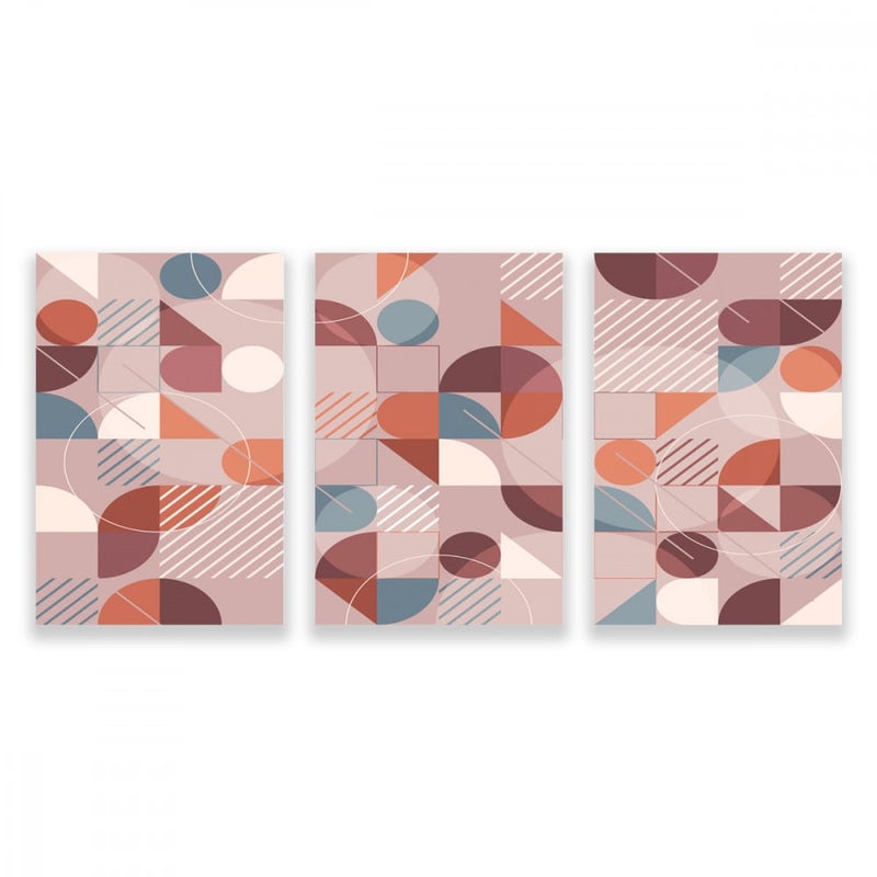 Marktna Three modern canvas paintings with an abstract design and a hollow frame, measuring (120×60), three pieces - Image 1