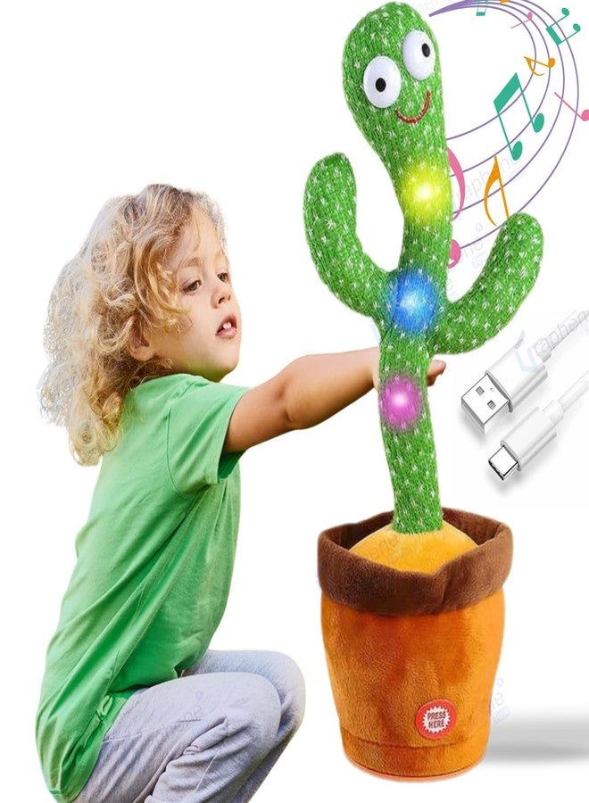 Graphene Talking Cactus Baby Toys for Kids USB Cable Cactus Plush Toy Interactive Toy That Dances Sings Wriggle Repeats Rechargeable Funny Home Decor Toys for Children Girl Boy - Image 1