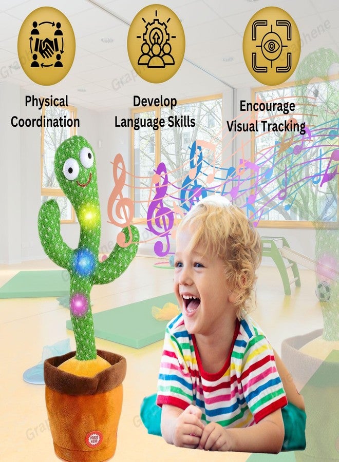 Graphene Talking Cactus Baby Toys for Kids USB Cable Cactus Plush Toy Interactive Toy That Dances Sings Wriggle Repeats Rechargeable Funny Home Decor Toys for Children Girl Boy - Image 4