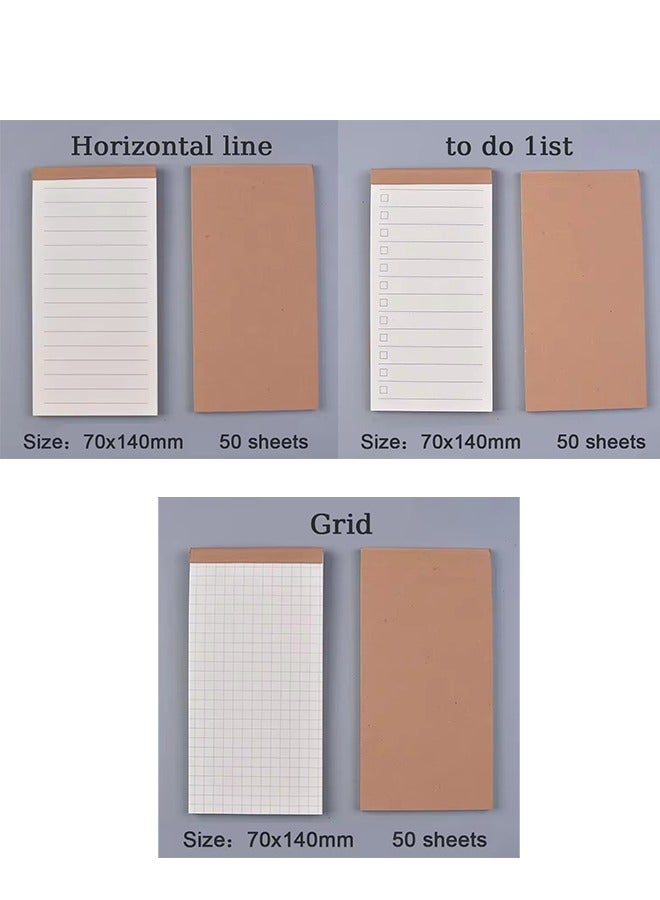 3 قطع دفتر ملاحظات قائمة المهام اليومية، مفكرة ريترو للطلاب والمكتب، مخطط قائمة المهام للتنظيم اليومي، ورق كرافت، 70x140 ملم - Image 3