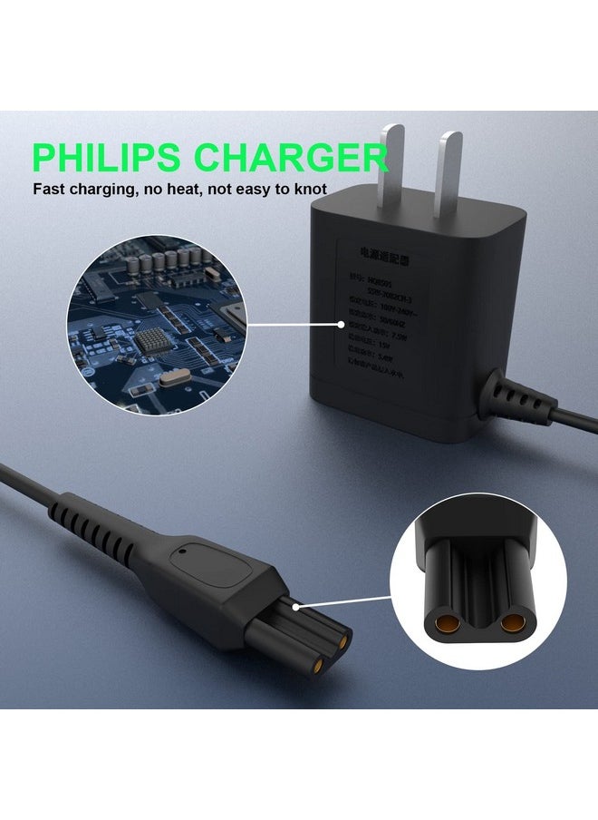 Gneinour - Hq8505 Charger Cord Compatible With Philips Norelco Shaver 7000 5000 3000 9000 Series Electric Shaver Aquatec Arcitec Multigroom Beard Trimmer & More Ac Adapter Power Cord - Image 1