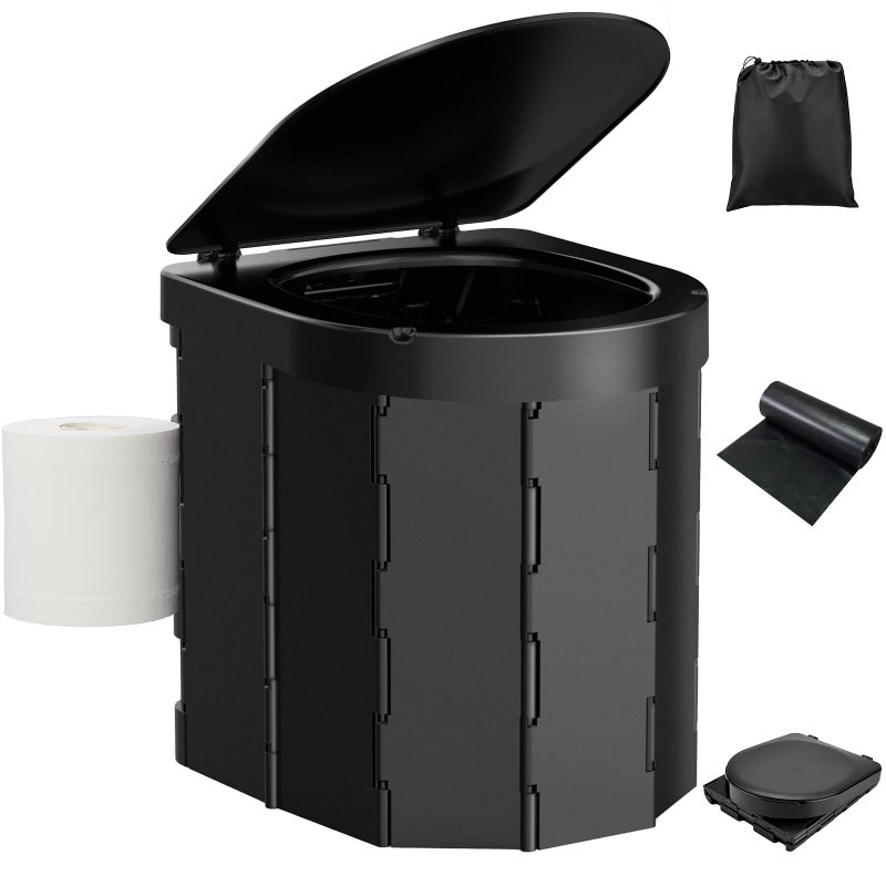 PAHTTO Portable Camping Toilet, Folding Toilet for Adults with Lid and Retractable TP Holder, Waterproof Porta Potty with Carry Bag and Disposible Liners for Camping, Hiking, RV Travel - Image 1