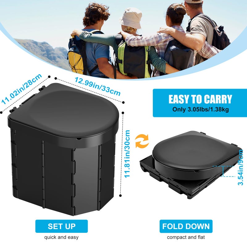 PAHTTO Portable Camping Toilet, Folding Toilet for Adults with Lid and Retractable TP Holder, Waterproof Porta Potty with Carry Bag and Disposible Liners for Camping, Hiking, RV Travel - Image 5