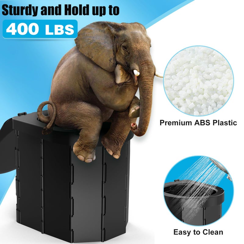 PAHTTO Portable Camping Toilet, Folding Toilet for Adults with Lid and Retractable TP Holder, Waterproof Porta Potty with Carry Bag and Disposible Liners for Camping, Hiking, RV Travel - Image 3