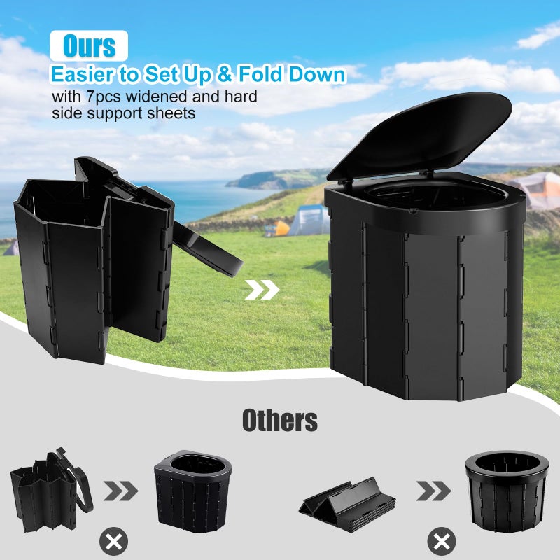 PAHTTO Portable Camping Toilet, Folding Toilet for Adults with Lid and Retractable TP Holder, Waterproof Porta Potty with Carry Bag and Disposible Liners for Camping, Hiking, RV Travel - Image 4
