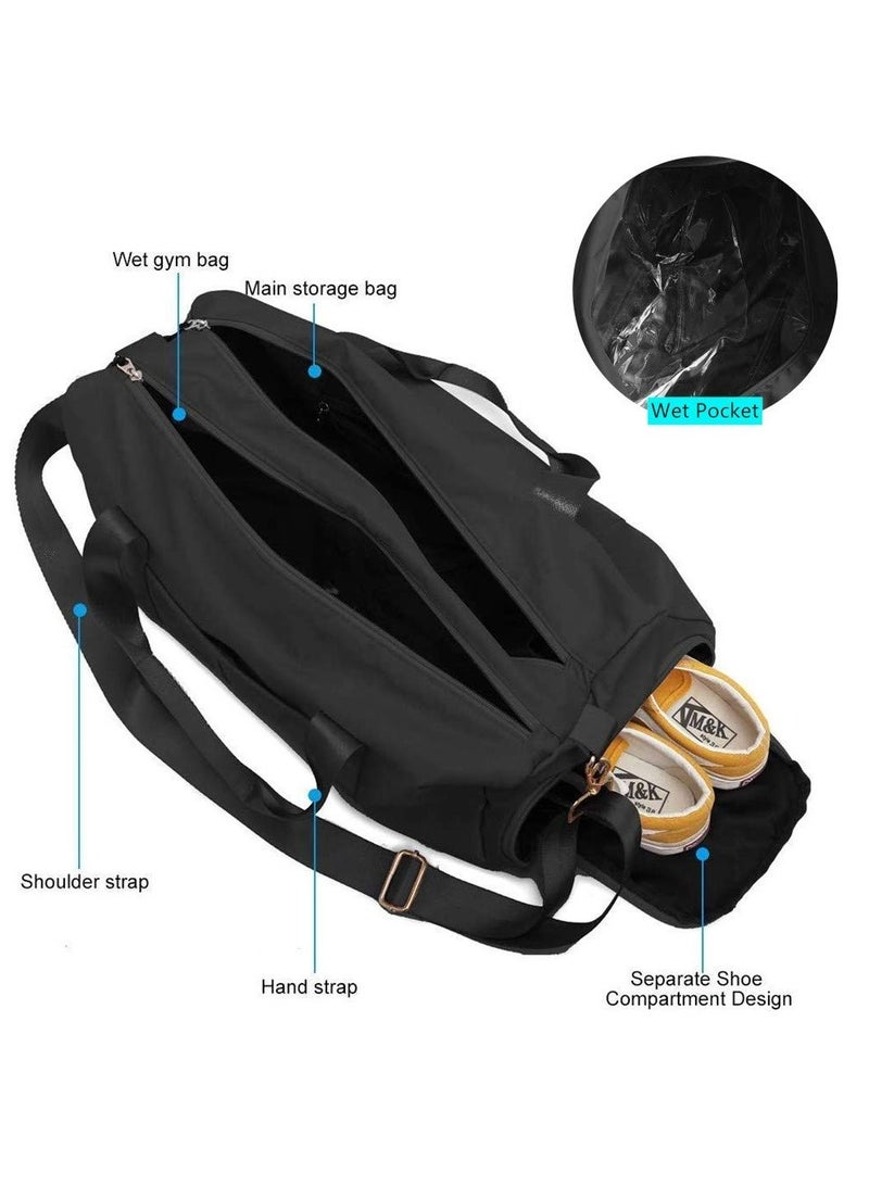 Chabeia Gym Bag with Dry Wet Separation – Waterproof Sport Duffle Bag with Shoes Compartment, Ideal for Yoga, Fitness, Travel, and Weekend Trips (Black) - Image 2