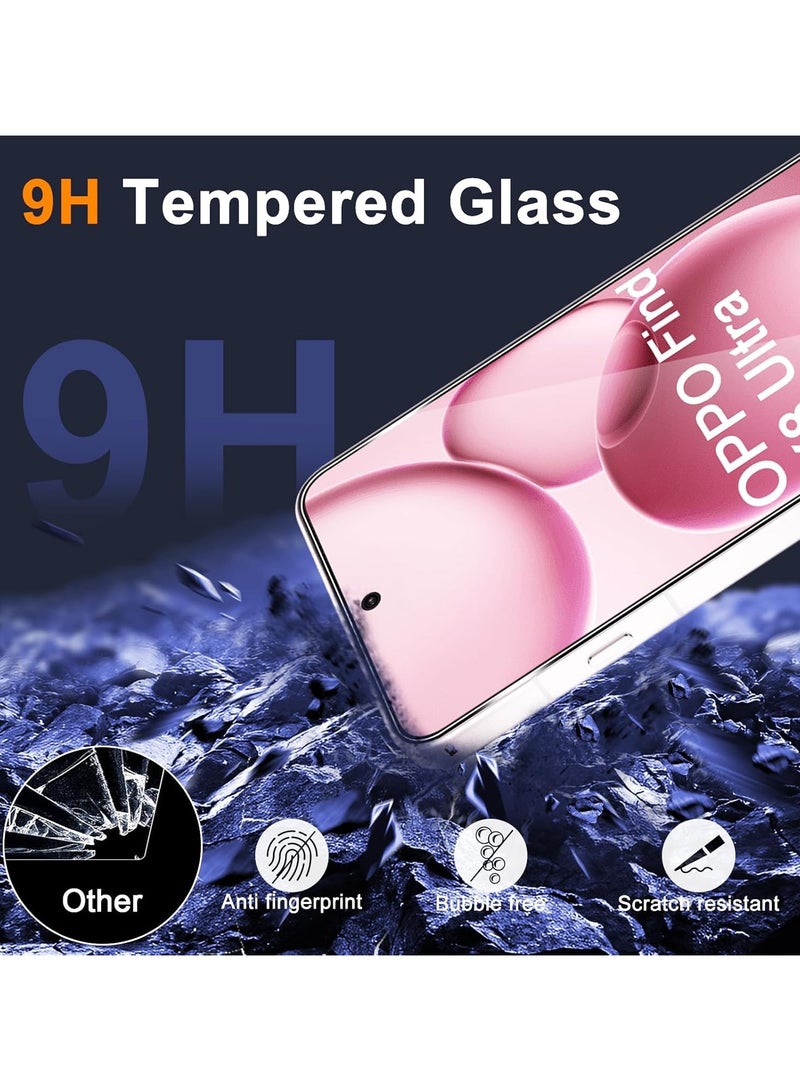 Compatible OPPO Find X8 Ultra Screen Protector, 【2+2 Pcs】 Tempered Glass Film and Camera Lens Protector, 9H Hardness Defined Glass Screen Protector - Image 2