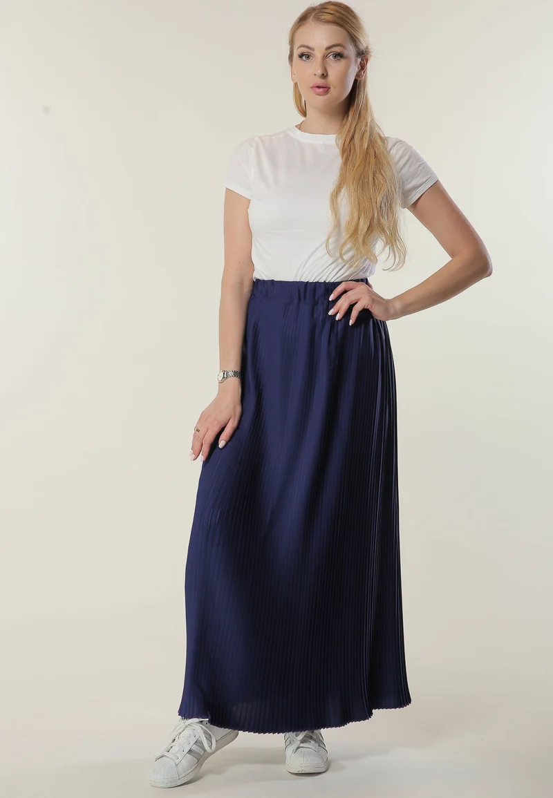 Moistreet Pleated High Waist Maxi Skirt