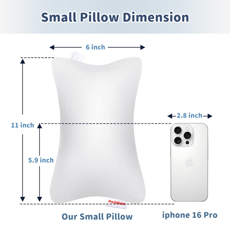 Pro Goleem Small Pillow 11’’x6’’x2.5’’ for Kids and Baby Sleeping with Name Tag Mini Tiny Pillow for Camping and Chair Car Air Nap Neck Lumbar Knee Rest Pillows, White - Image 2