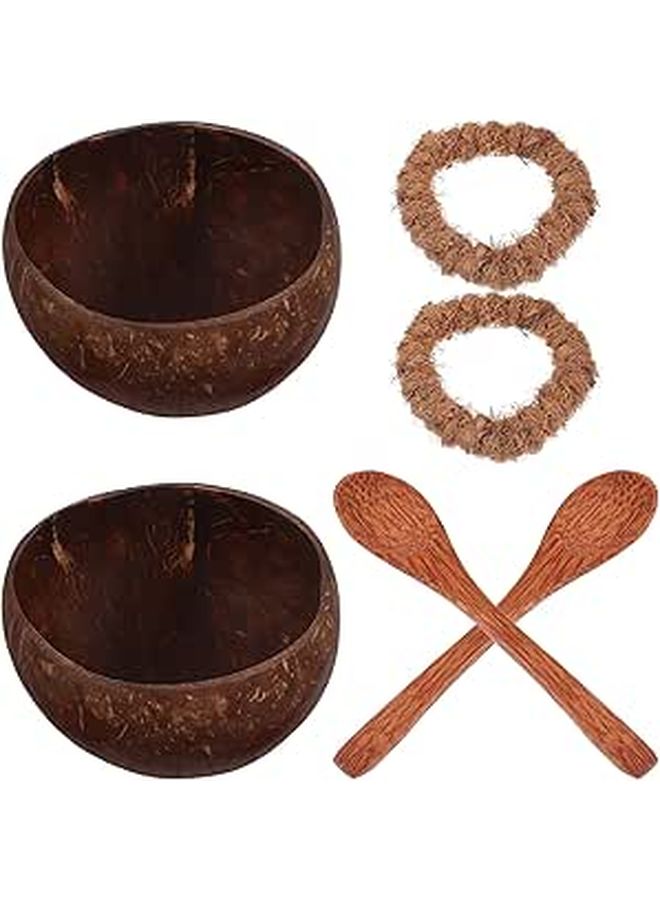 Coconut Bowl Set With Wooden Spoons Coasters And Storage Box Eco Friendly Kitchen Dining - Image 1
