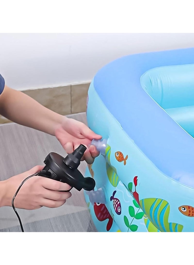 مضخة هواء كهربائية محمولة، مضخة هواء كهربائية مع 3 فوهات، مضخة هواء كهربائية سريعة التعبئة للتخييم في الهواء الطلق، قابلة للنفخ، قوارب، طوف، حمام سباحة، عوامات، أسود - Image 4