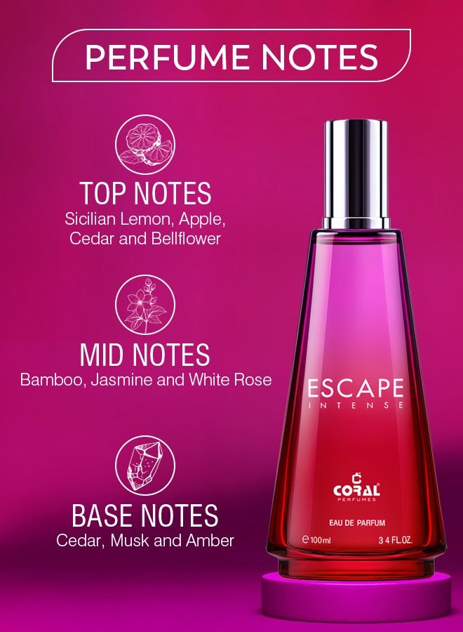 Coral Escape Intense Perfume For Women - Pack of 3 x 100ml | Eau De Parfum | Long-Lasting Luxury Fragrance - Image 2