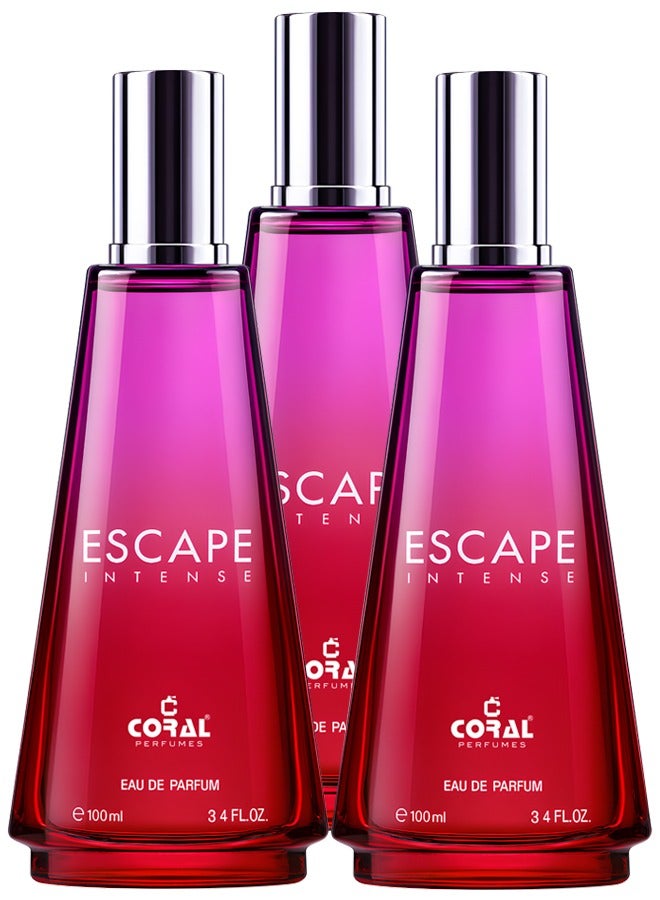 Coral Escape Intense Perfume For Women - Pack of 3 x 100ml | Eau De Parfum | Long-Lasting Luxury Fragrance - Image 1