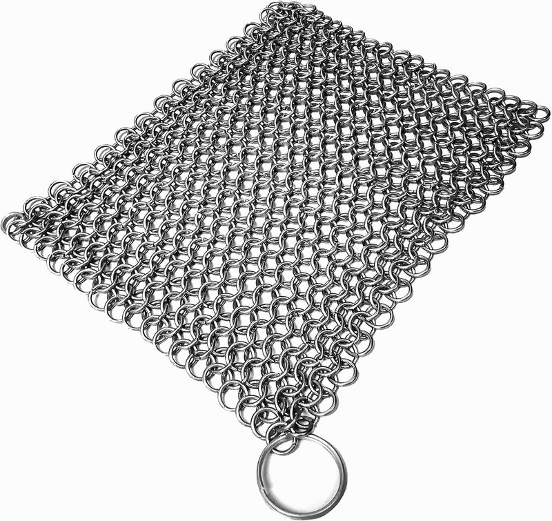 Chainmail Scrubber Cleaner 78 x 78 Premium 316L Stainless Steel Scrubber for Cast iron PotsPan BBQ Grill Wok and All Kitchenware Items Stainless Steel