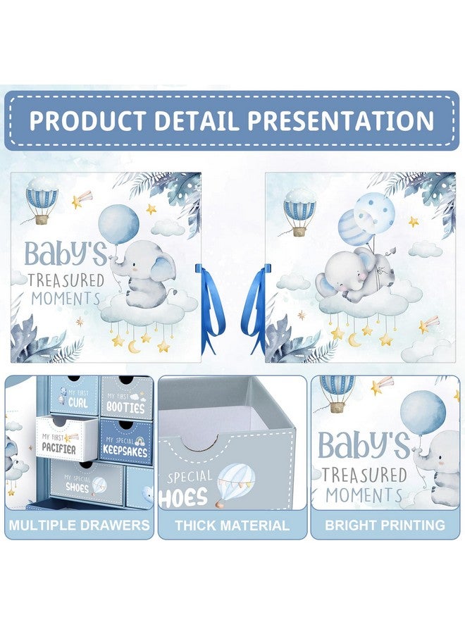 Beeveer Baby Keepsake Box for Treasured Memories Elephant Newborn Memory Organizer with 9 Labeled Compartments Newborn First Keepsake Book Gender Neutral Baby Shower Gifts for Girls Boys - Image 3