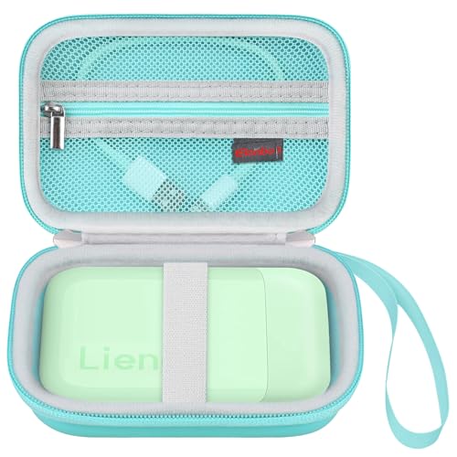 Elonbo Carrying Case for Liene 2x3” Photo Printer, Portable Mini Color Instant Print Digital Camera Hard Travel Bag, Smartphone Picture Printer Storage Holder, Mesh Pocket Fits Photo Paper Cable,Green - Image 1