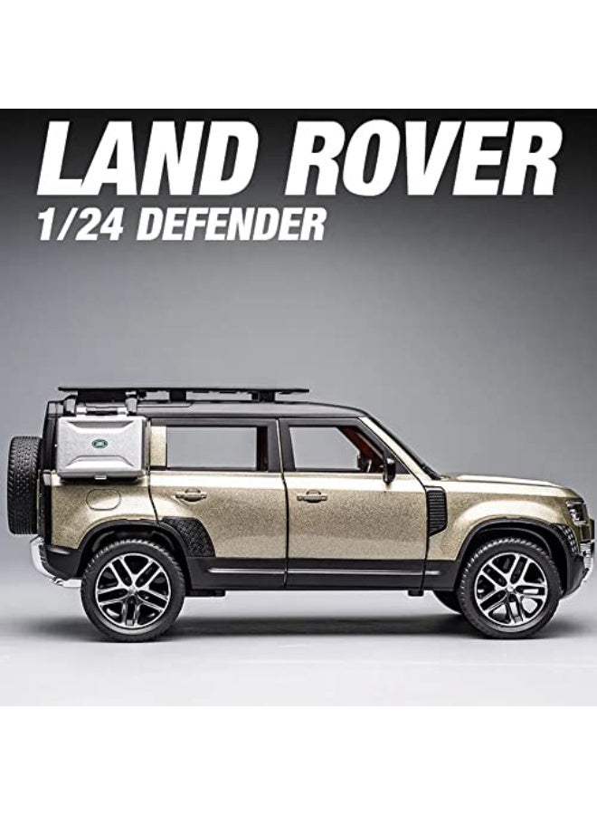 لاند روفر 1:24比例路虎卫士玩具车，金属模型豪华金属车收藏系列 | 收藏玩具 | 锌合金拉回式设计，配备前后灯光和声音效果 | 可开启车门 - (绿色) - Image 5